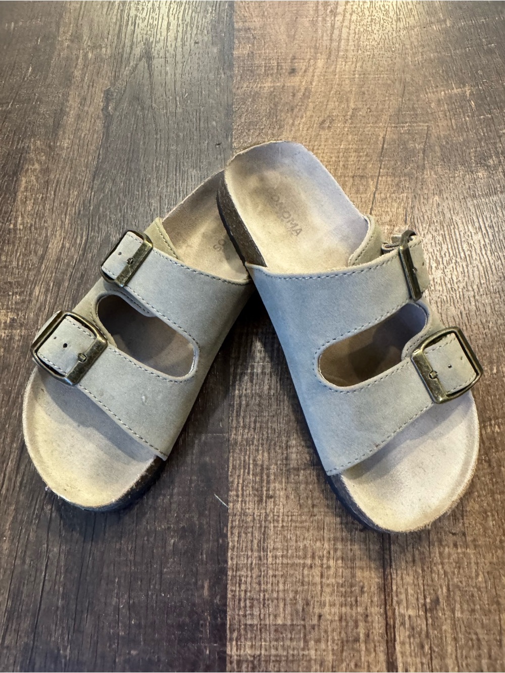 Kids Sonoma unisex Double-Buckle Slide Sandals in beige Suede
